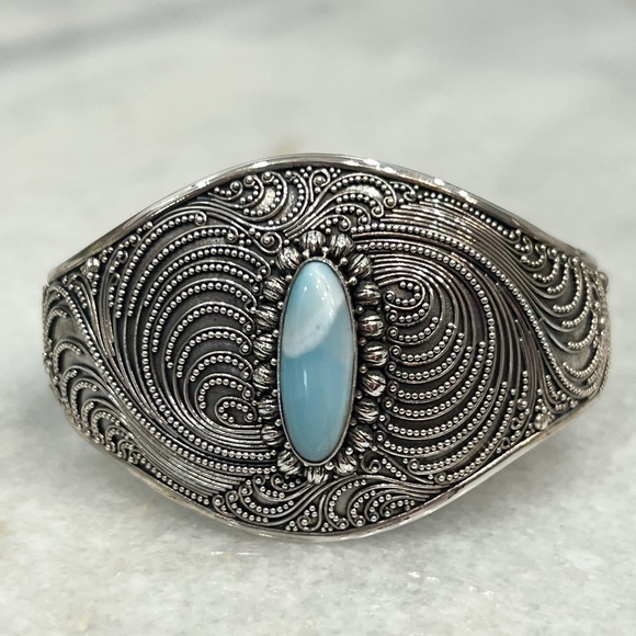 Larimar Sterling Silver Cuff Bracelet - Picture 6 of 9